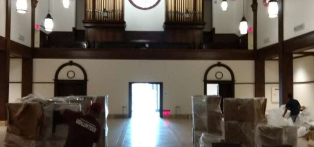 unpacking church pews